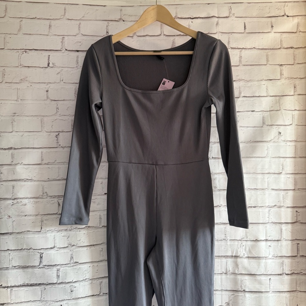 Wild Fable‎ Gray Long Sleeve Ribbed Jumpsuit